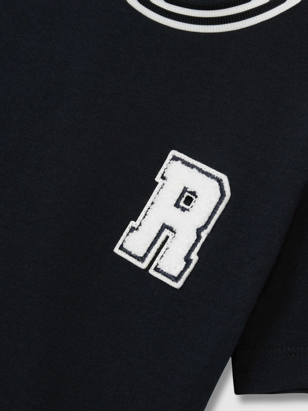 9-13 yrs Cotton Letter Patch T-Shirt in Navy
