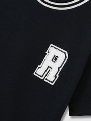 9-13 yrs Cotton Letter Patch T-Shirt in Navy