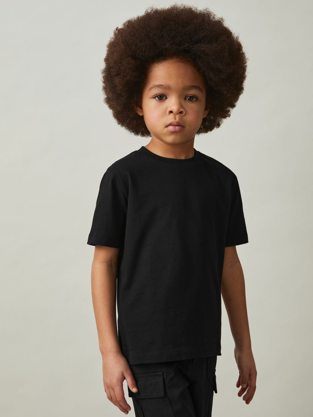 3-9 yrs Cotton Crew-Neck T-Shirt in Black