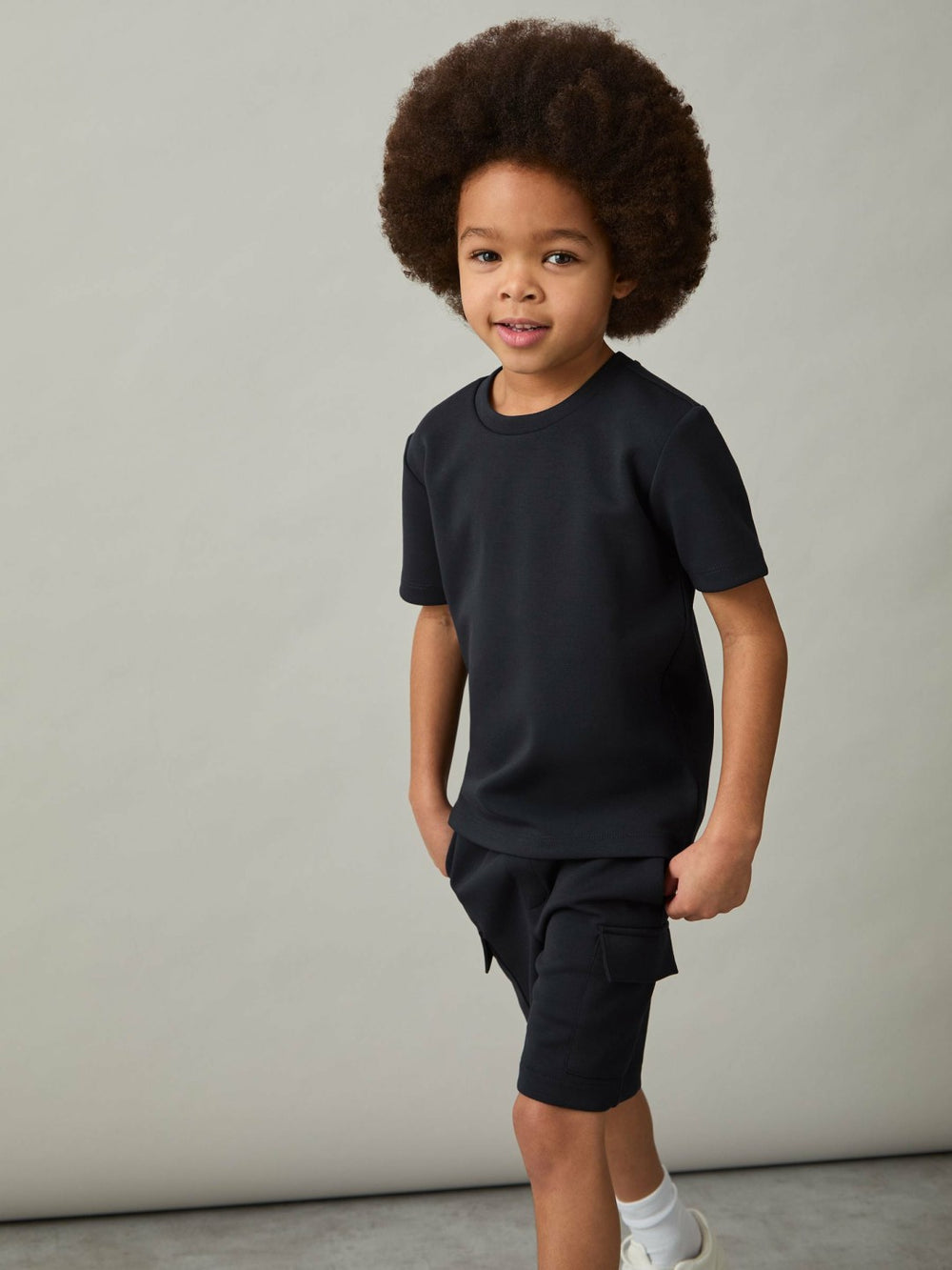 3-9 yrs Interlock-Jersey Crew-Neck T-Shirt in Navy