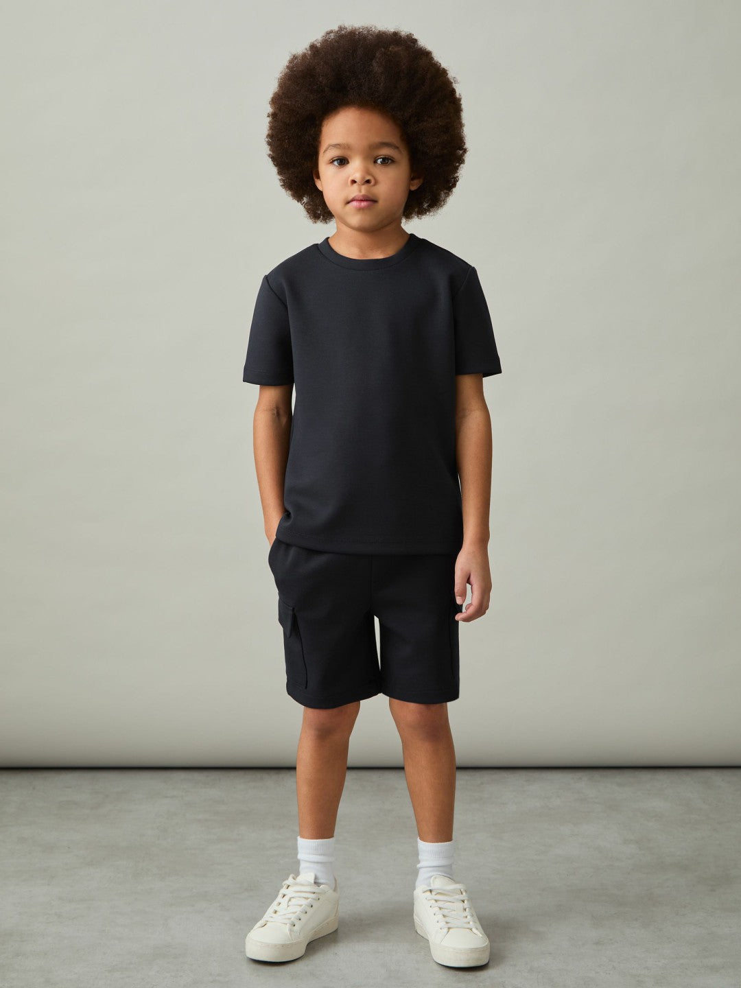 9-13 yrs Interlock-Jersey Crew-Neck T-Shirt in Navy