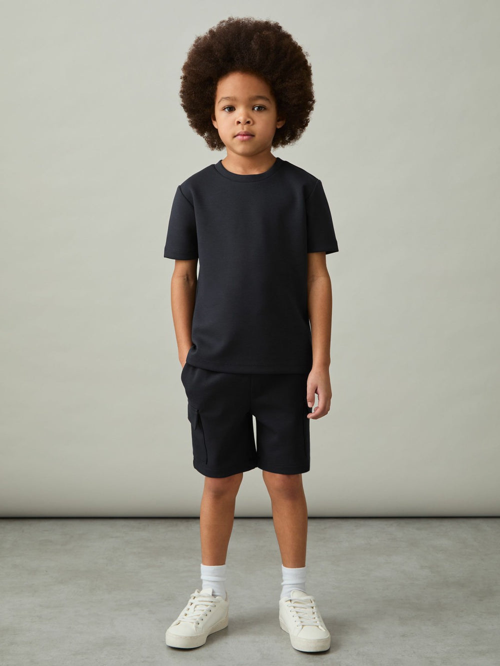 9-13 yrs Interlock-Jersey Crew-Neck T-Shirt in Navy