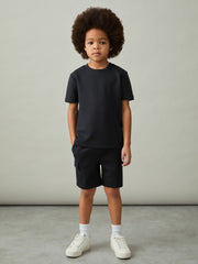 9-13 yrs Interlock-Jersey Crew-Neck T-Shirt in Navy