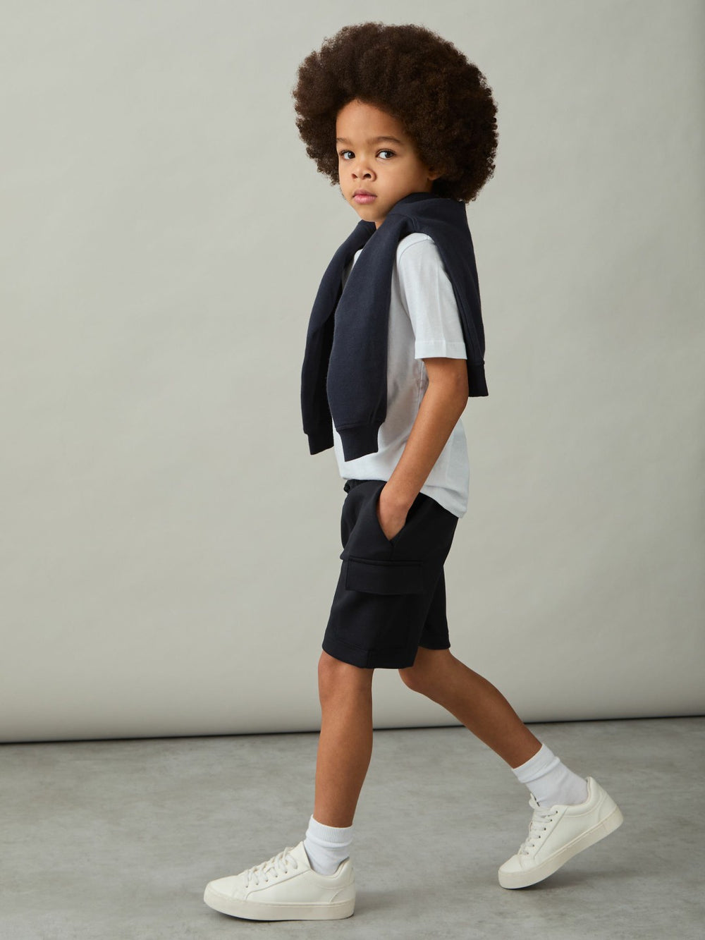 9-13 yrs Interlock-Jersey Cargo Shorts in Navy