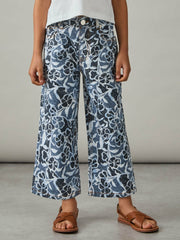 9-13 yrs Floral-Print Straight-Leg Jeans in Blue