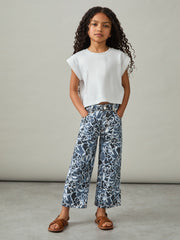 9-13 yrs Floral-Print Straight-Leg Jeans in Blue