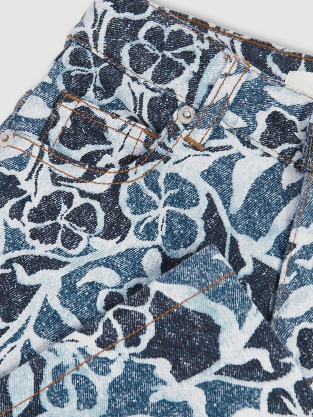 9-13 yrs Floral-Print Straight-Leg Jeans in Blue