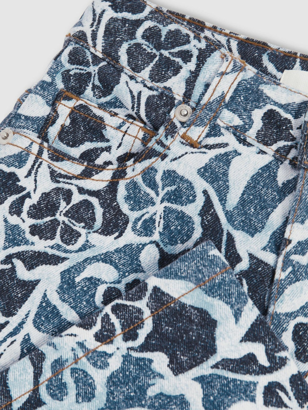9-13 yrs Floral-Print Straight-Leg Jeans in Blue