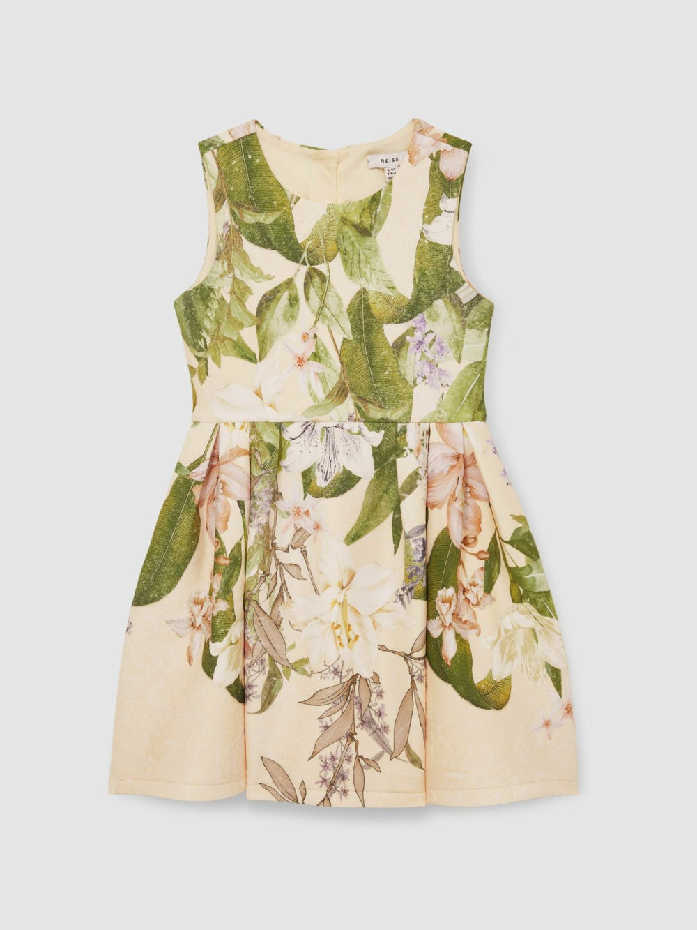 4-9 yrs Floral Scuba Sleeveless Dress in Pink Print