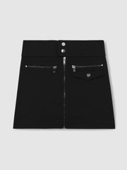 9-13 yrs Piqué Zip-Detail Mini Skirt in Black