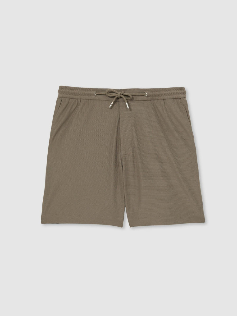 Textured Drawstring Shorts in Mocha Brown
