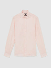Linen Button-Through Shirt in Prep Pink