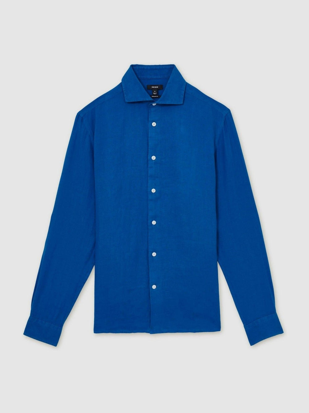 Linen Button-Through Shirt in Bright Blue