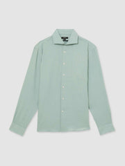Linen Button-Through Shirt in Ocean Green