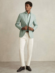 Linen Button-Through Shirt in Ocean Green