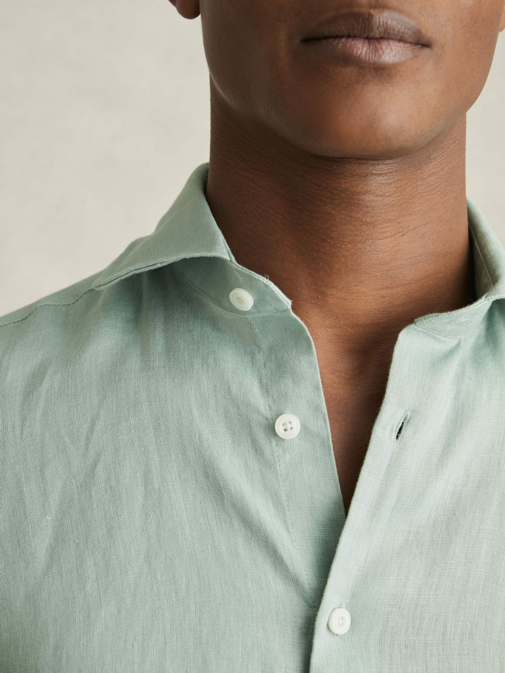 Linen Button-Through Shirt in Ocean Green
