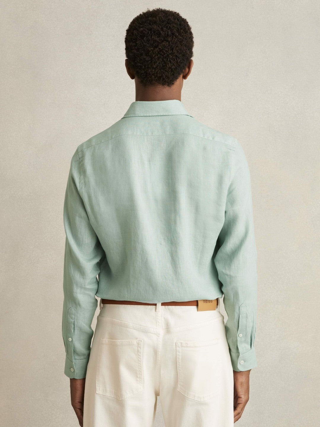 Linen Button-Through Shirt in Ocean Green