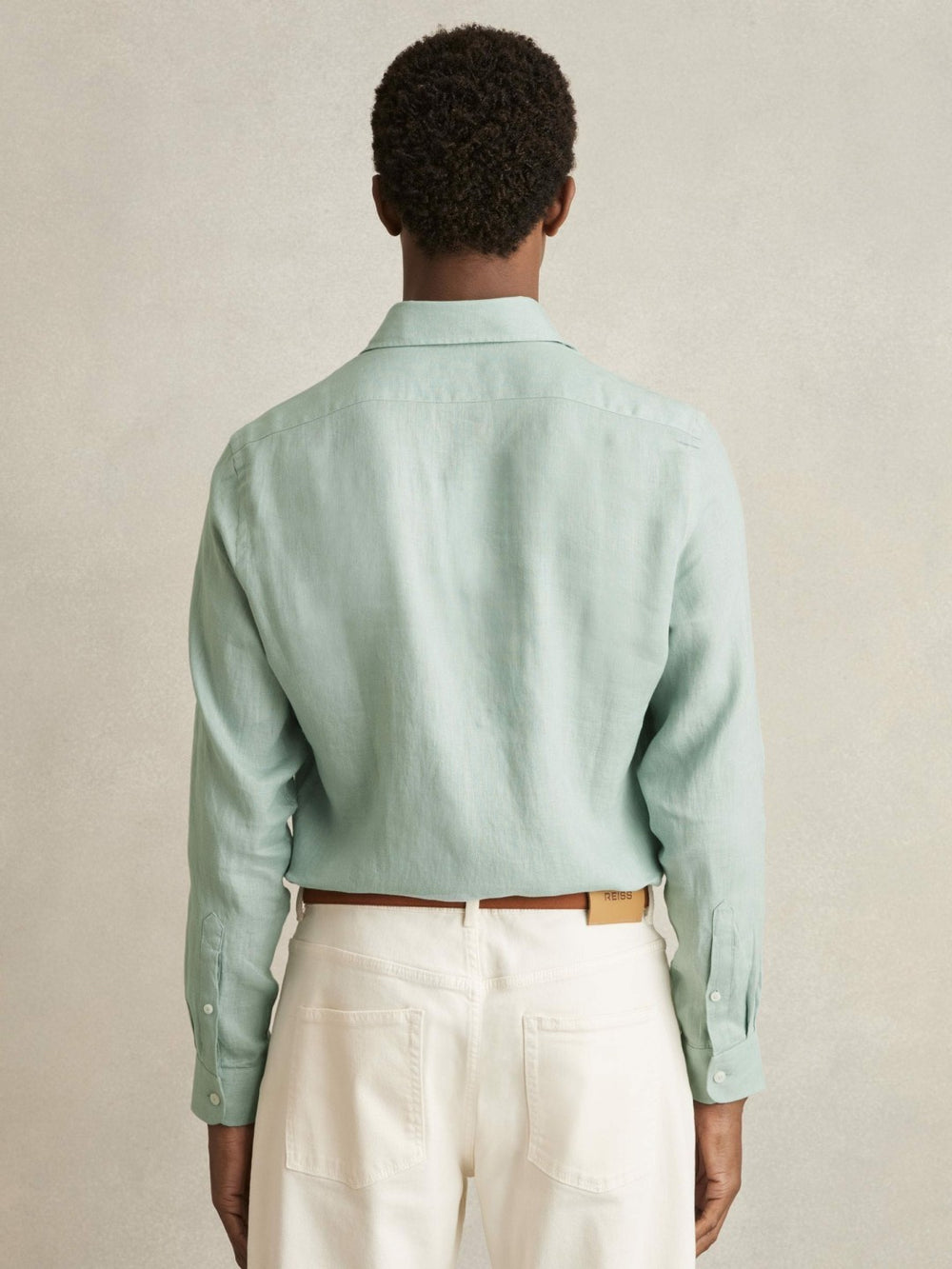 Linen Button-Through Shirt in Ocean Green