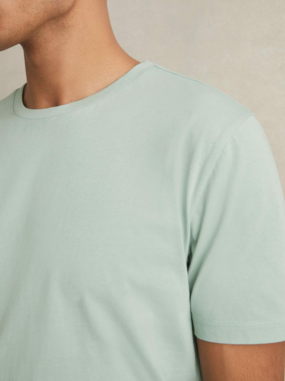 Cotton Crew Neck T-Shirt in Mint Green