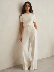 Petite Linen-Blend Wide-Leg Trousers in White