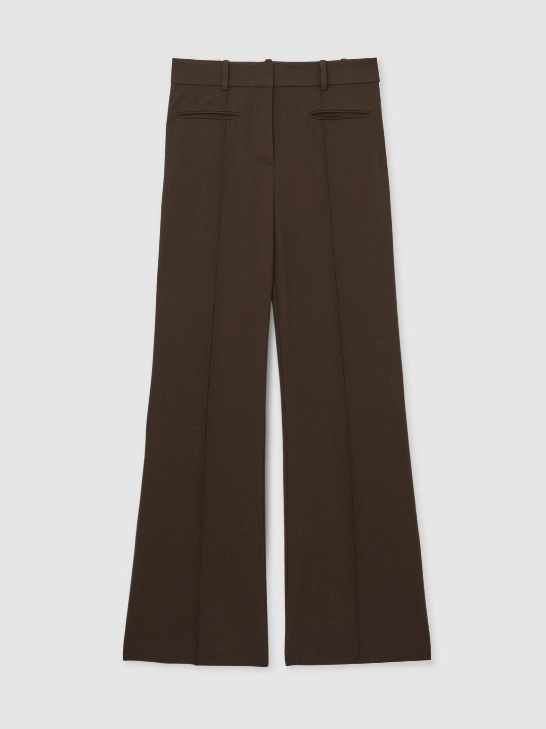 High Rise Flared Trousers in Chocolate Brown