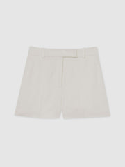 Linen-Blend Tailored Shorts in White