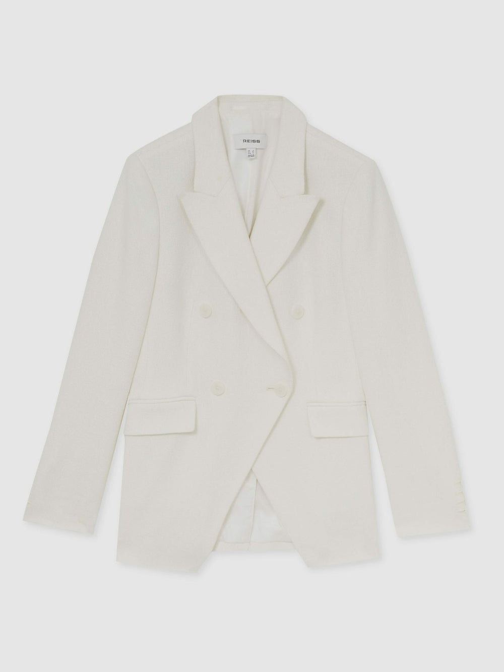 Linen-Blend Double-Breasted Suit Jacket in White