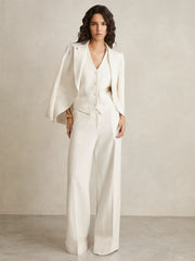 Linen-Blend Button-Through Waistcoat in White