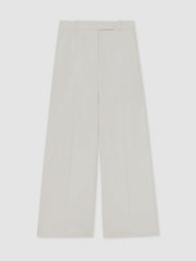 Linen-Blend Wide-Leg Trousers in White