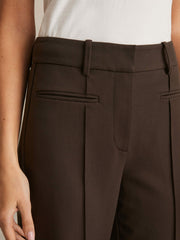 Petite High Rise Flared Trousers in Chocolate Brown