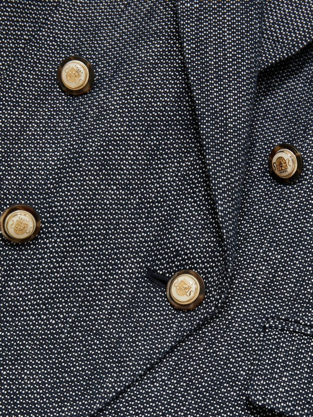 Linen-Cotton Double-Breasted Blazer in Navy