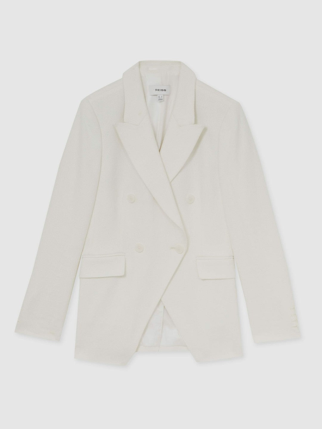 Petite Linen-Blend Double-Breasted Suit Jacket in White