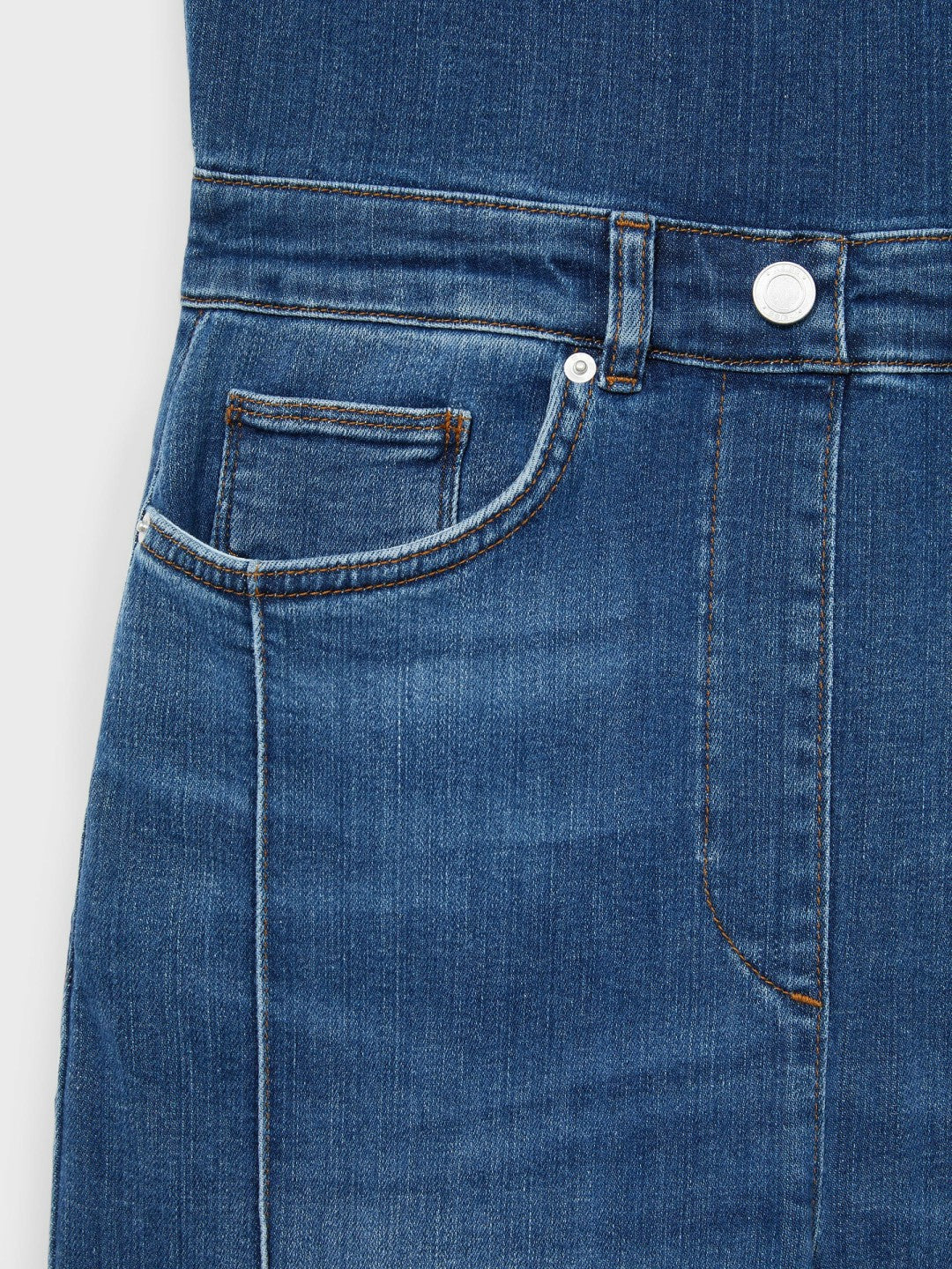 Wide-Leg Racer-Back Denim Jumpsuit in Indigo
