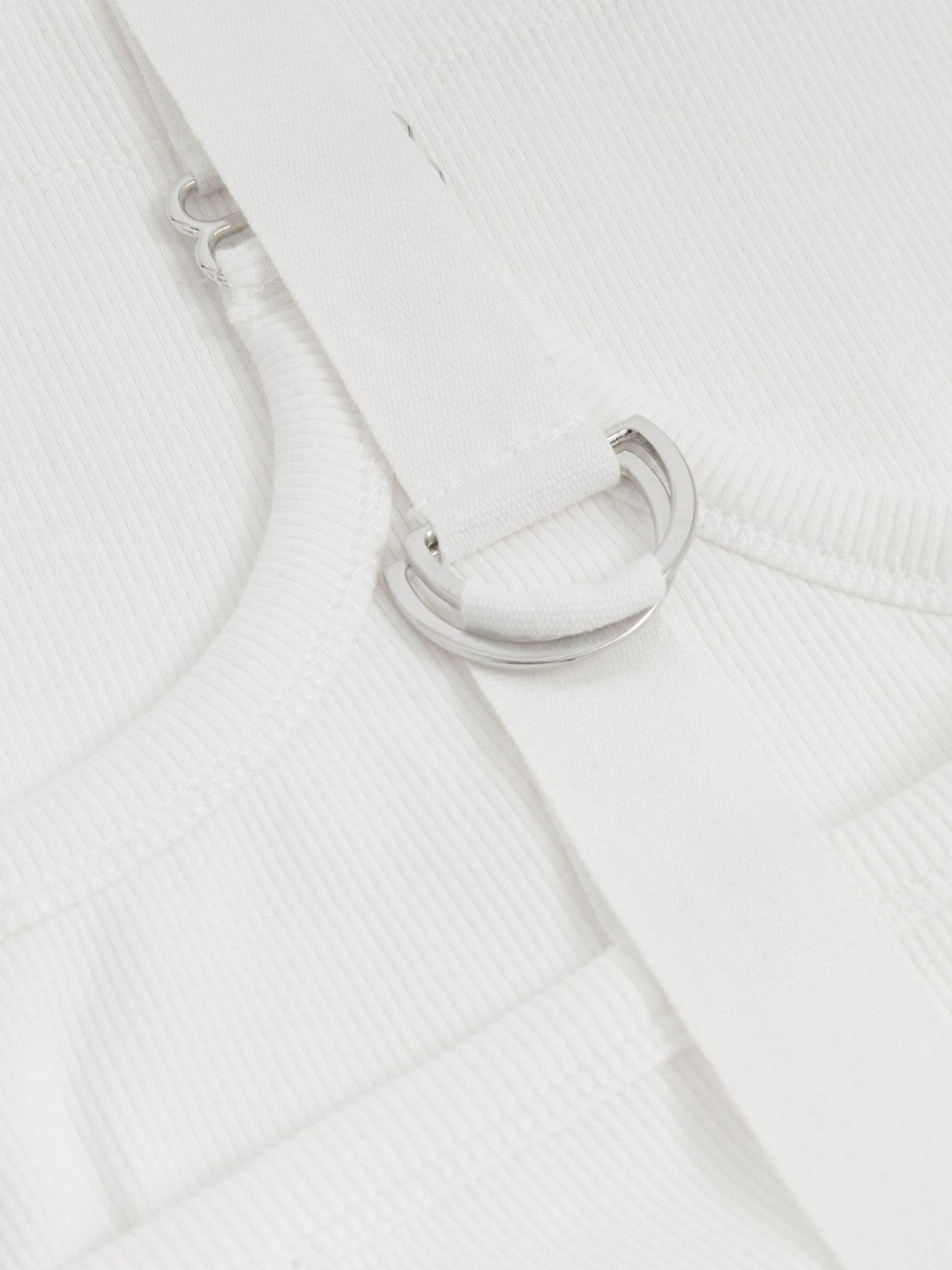 Stretch-Cotton D-Ring Strap Vest in White