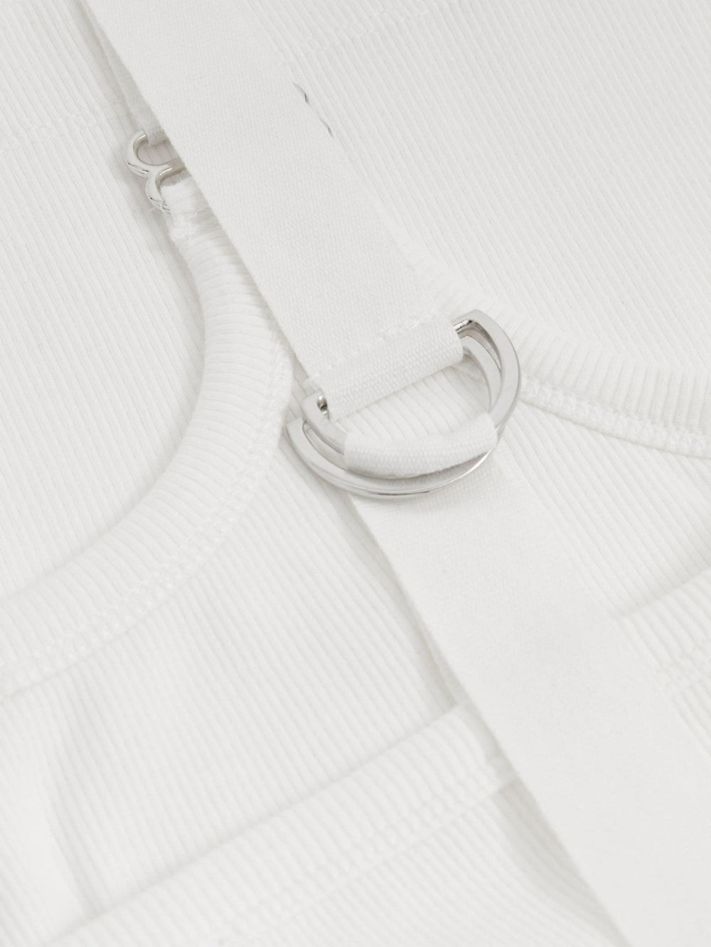 Stretch-Cotton D-Ring Strap Vest in White