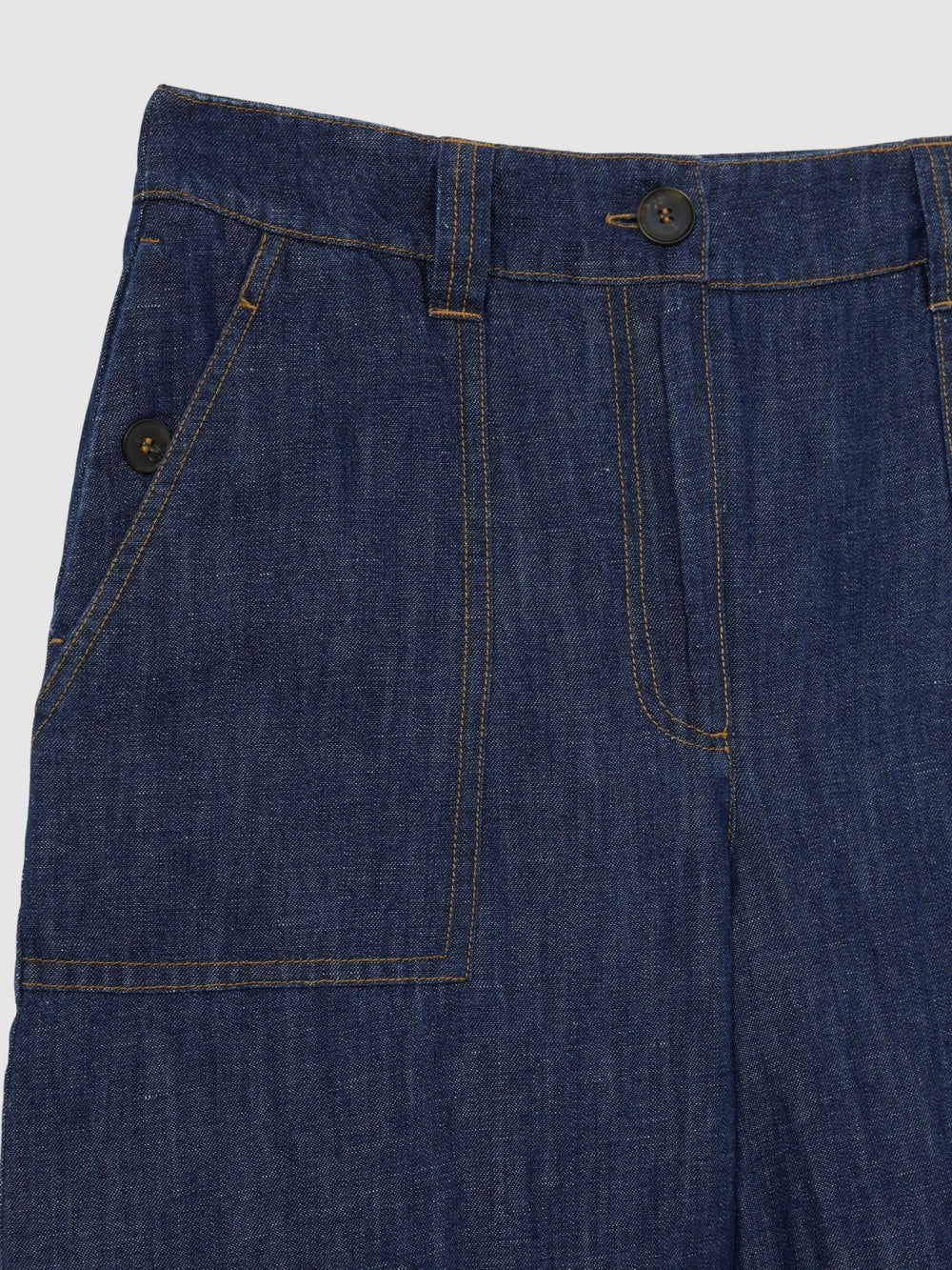 Linen Wide Leg Trousers in Indigo