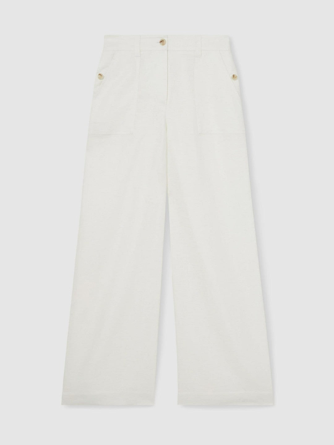 Linen Wide Leg Trousers in White