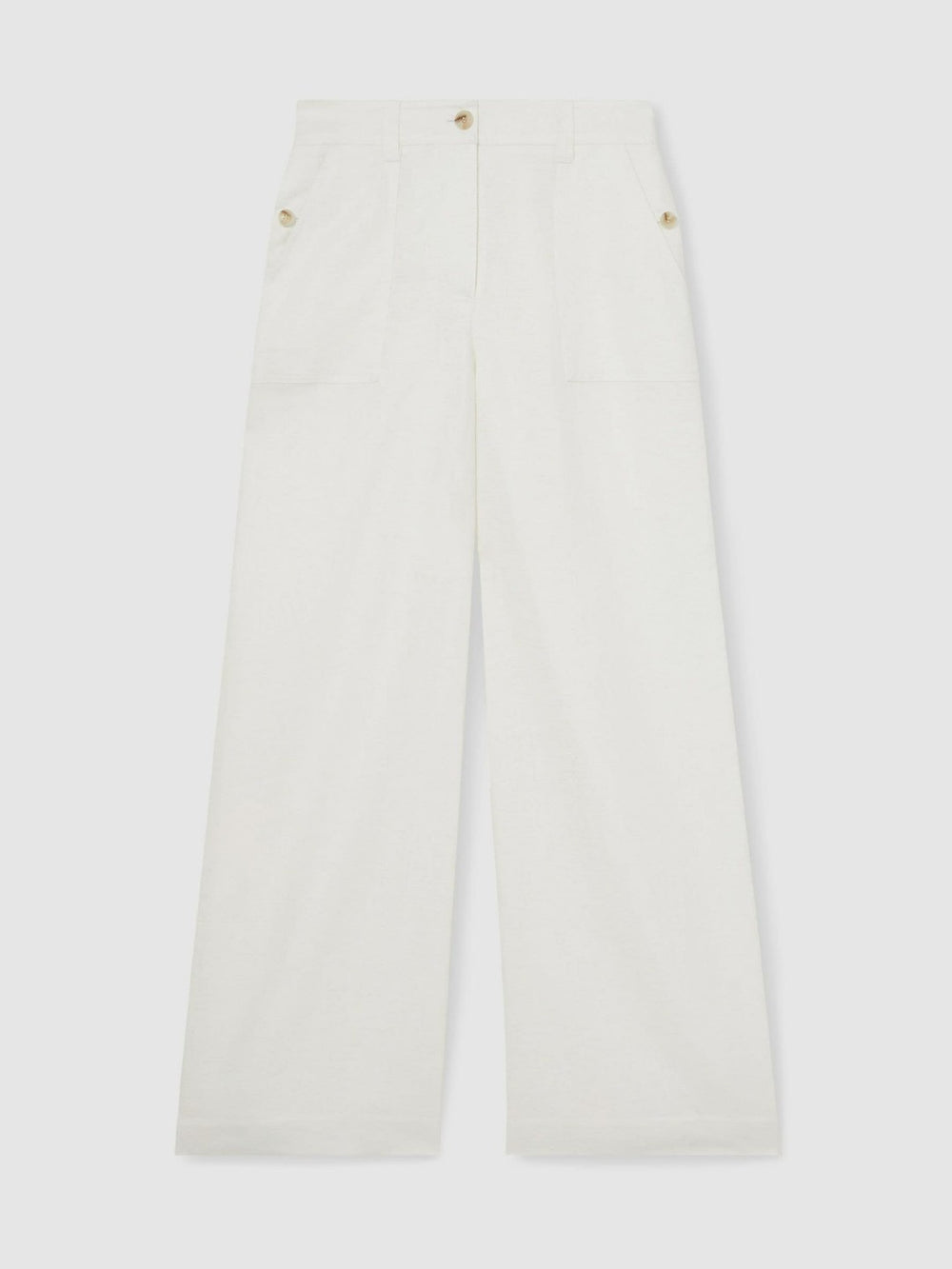 Linen Wide Leg Trousers in White