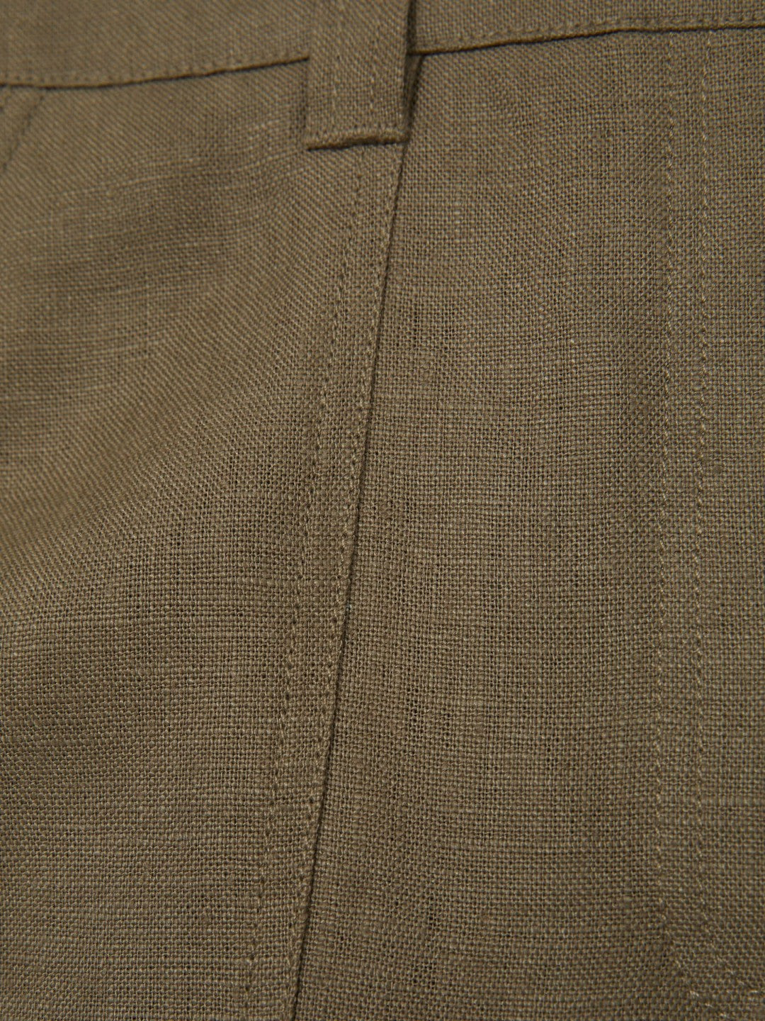 Petite Linen Wide Leg Trousers in Khaki