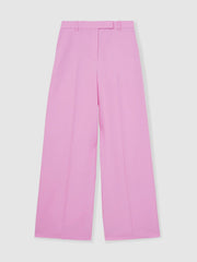 Wide-Leg Trousers With Linen in Pink