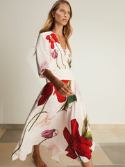 | NYBG Floral-Print Maxi Dress in Ivory