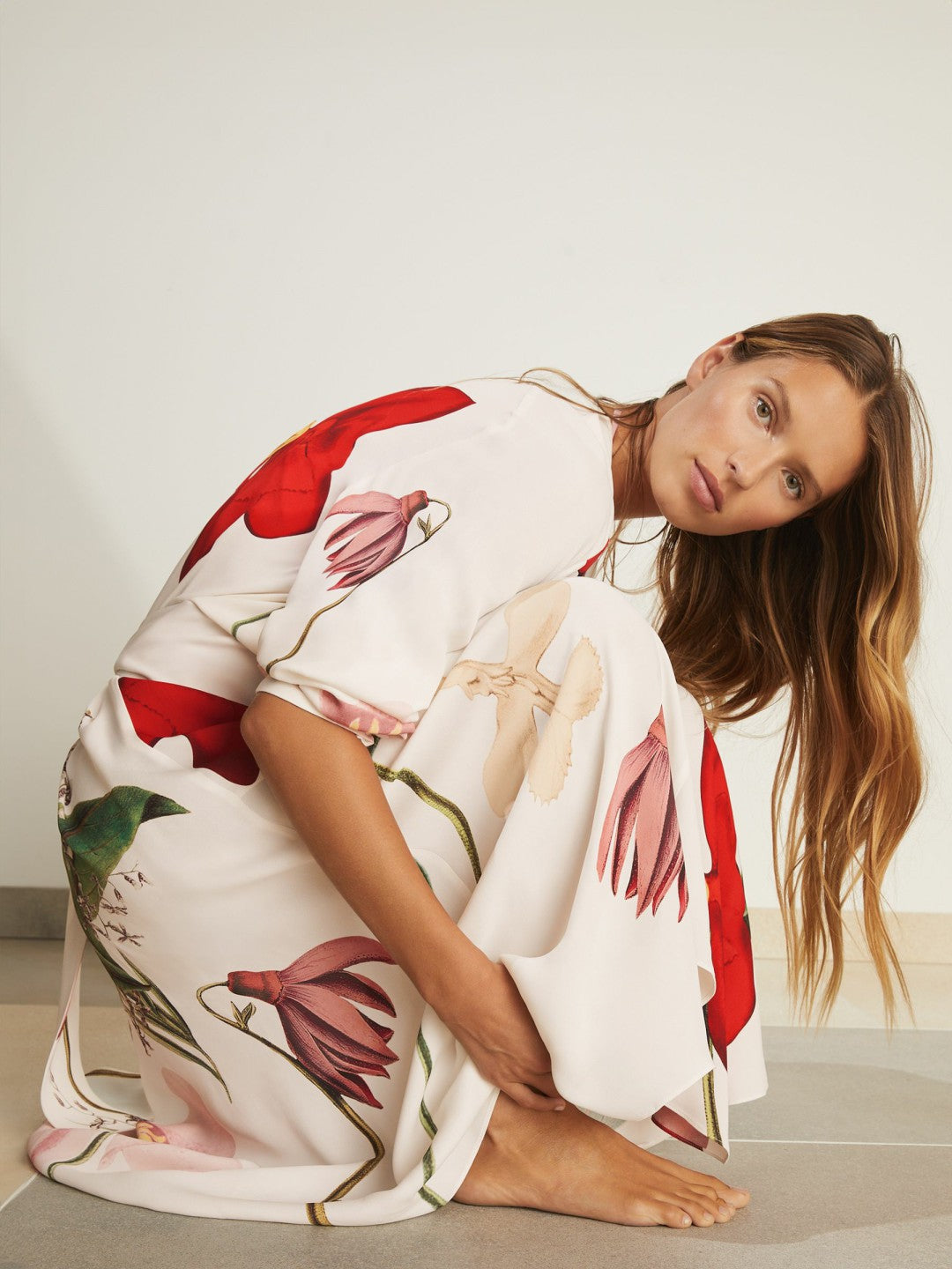| NYBG Floral-Print Maxi Dress in Ivory