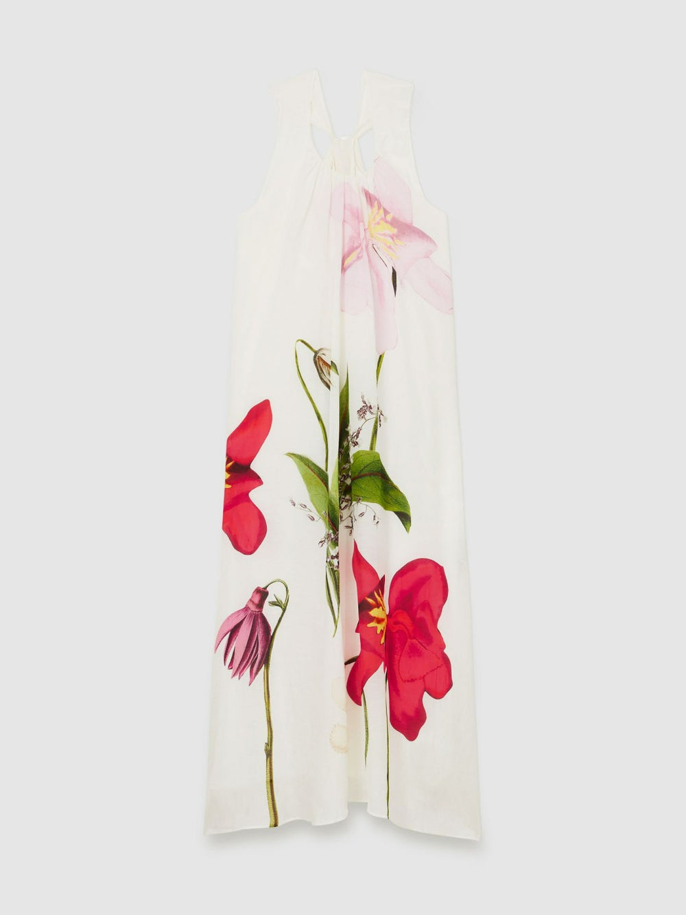 NYBG Floral Print Maxi Dress With Linen in Ivory