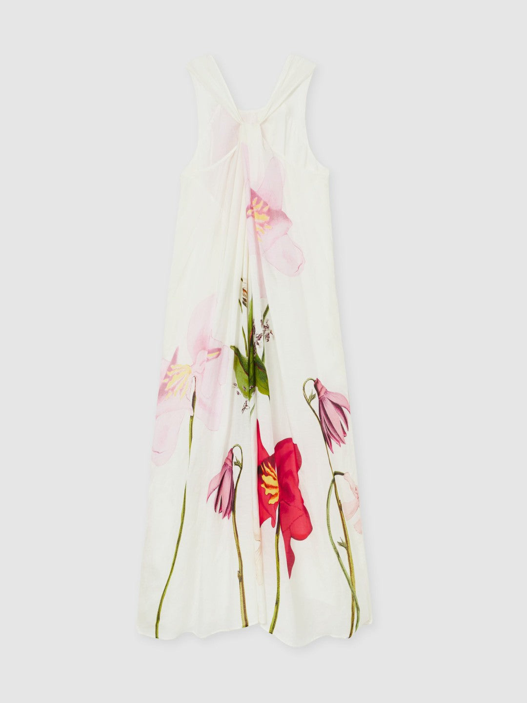 NYBG Floral Print Maxi Dress With Linen in Ivory