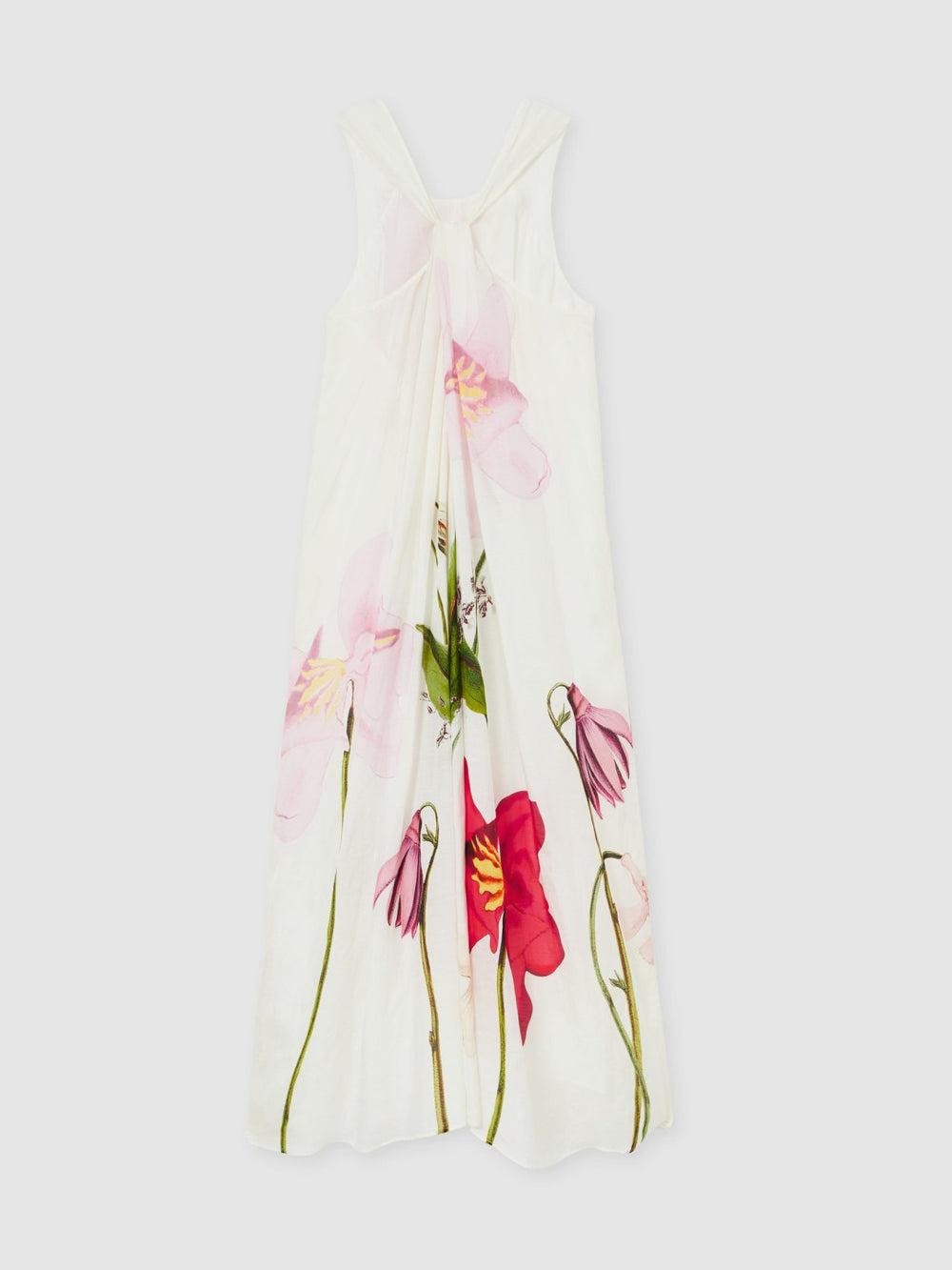 NYBG Floral Print Maxi Dress With Linen in Ivory