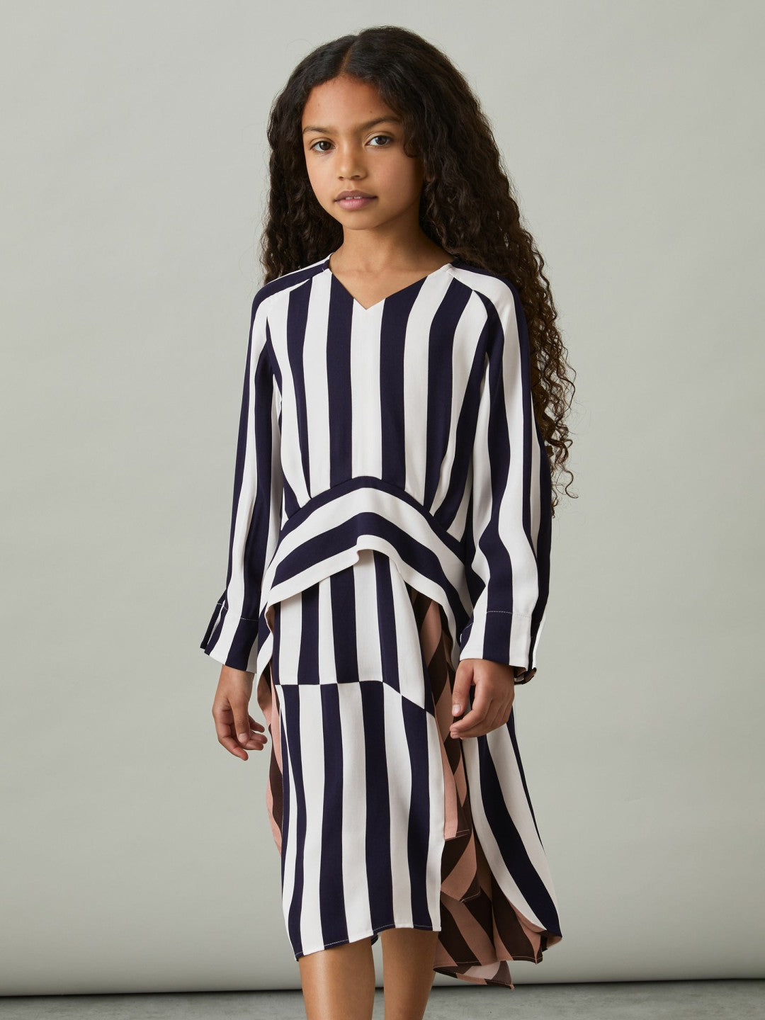 13-14 yrs Stripe-Print Handkerchief Dress in Multi