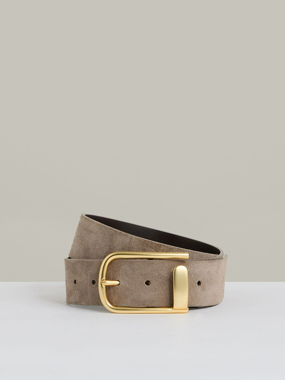 Leather Half Keeper Belt in Grey