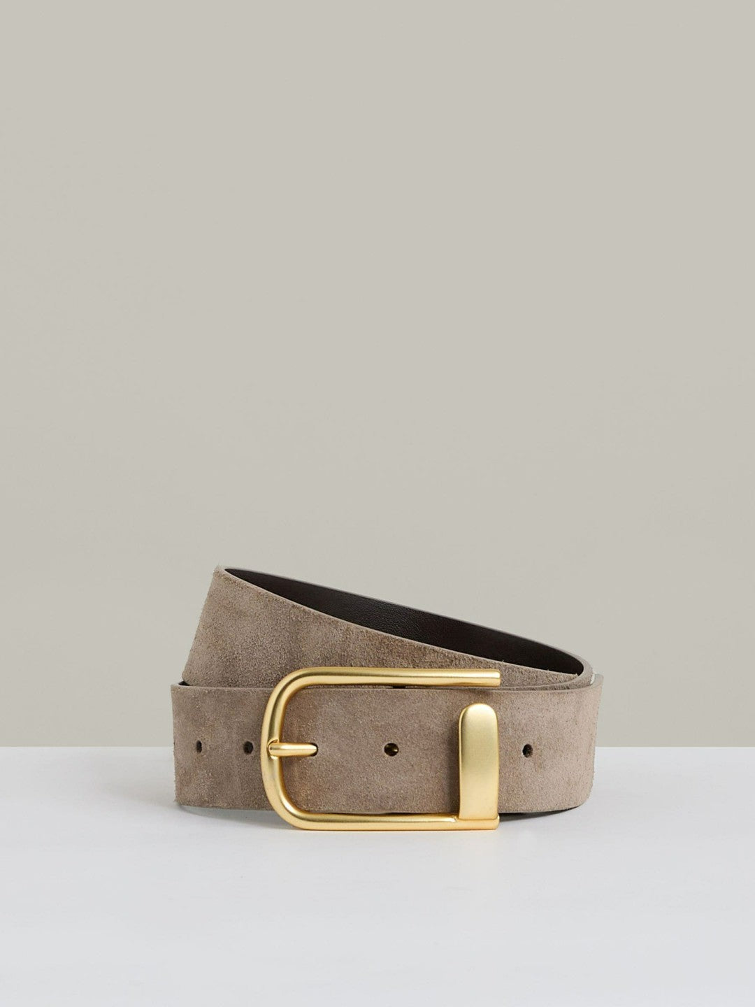Leather Half Keeper Belt in Grey