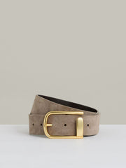 Leather Half Keeper Belt in Grey