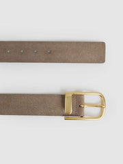 Leather Half Keeper Belt in Grey